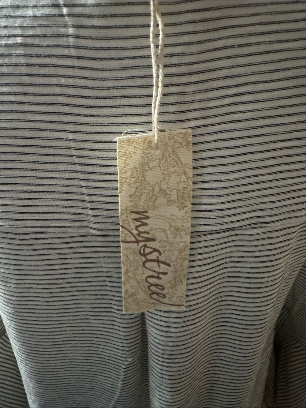 Mystree Pinstripe Bell Sleeve Swing Top - Picture 6 of 7